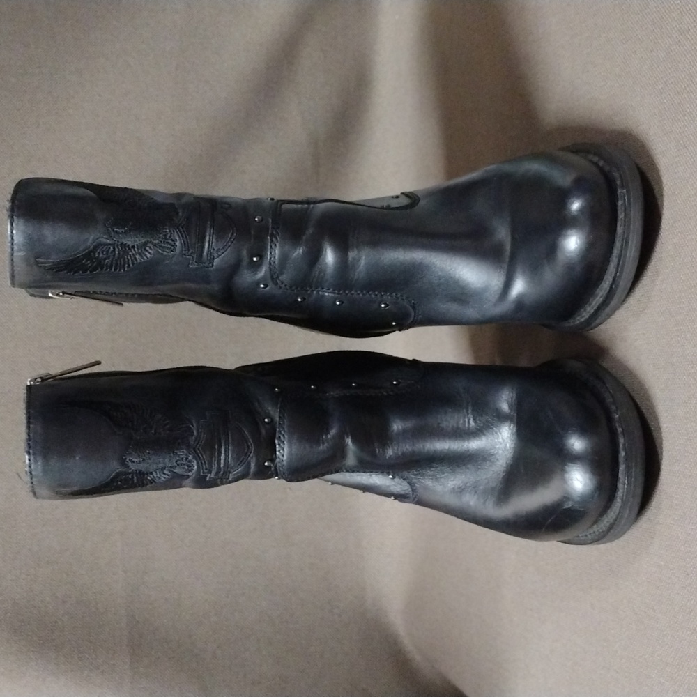 Harley-Davidson black leather boots 8 - Picture 2 of 14